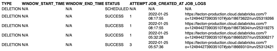 Deletion Materialization Status Command